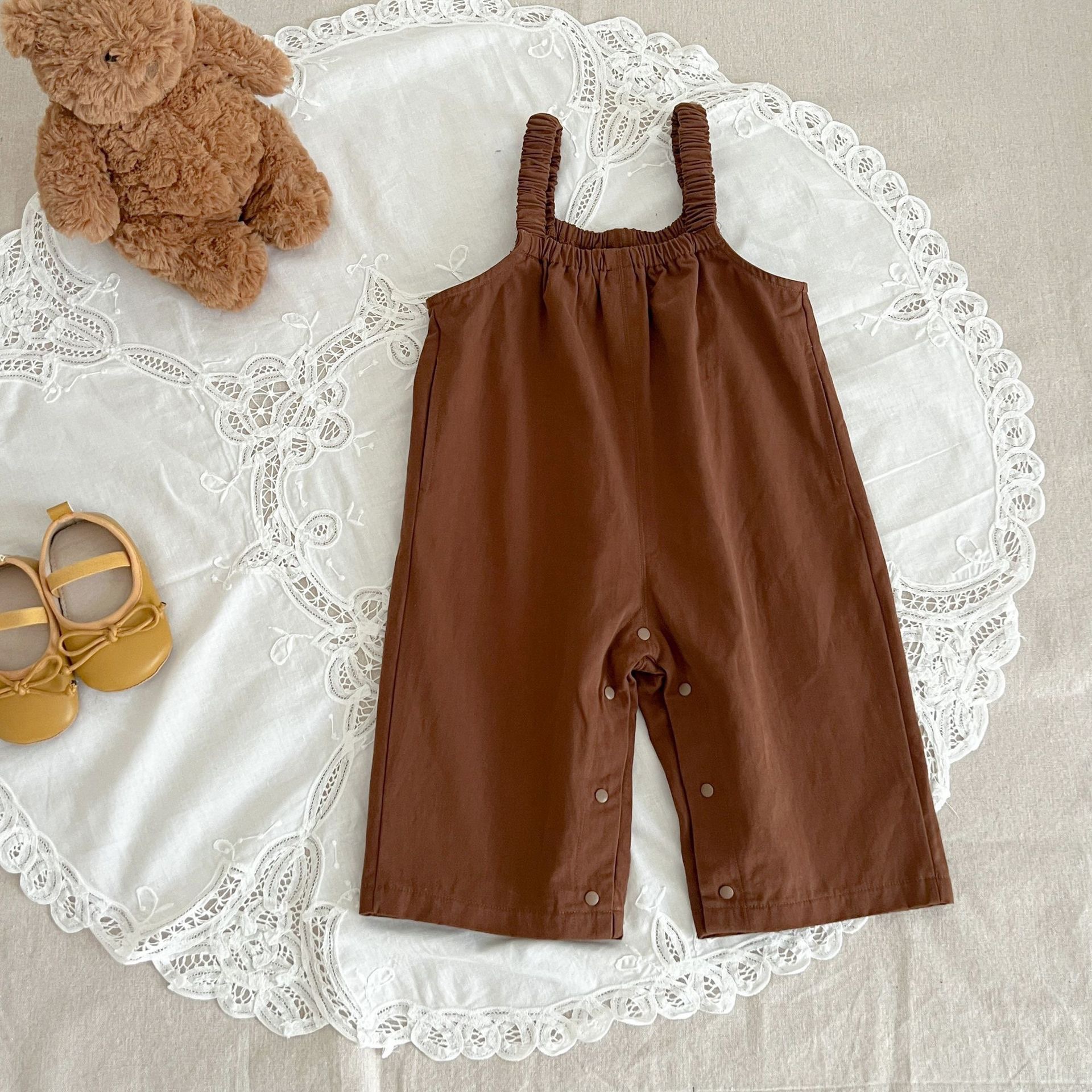 Korean Style Fashionable Floral Top Suspender Pants Two-Piece Suit Baby Romper Clothes Spring and Autumn Suit Baby Girl Baby Clothes