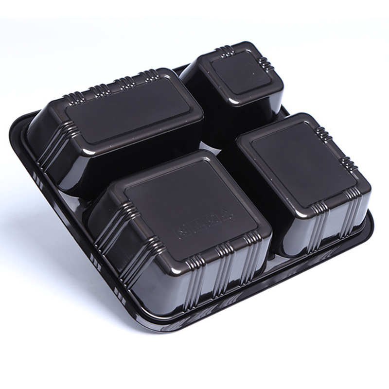 一次性餐盒四格长方形透明塑料饭盒带盖外卖打包盒商用快餐盒分格