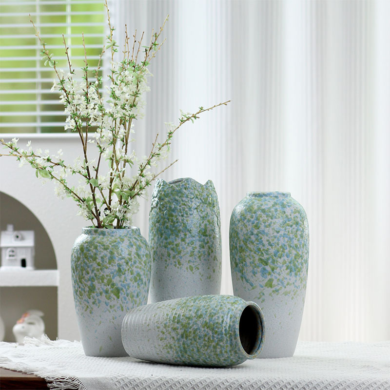 复古陶瓷花瓶桌摆清新多巴胺森林绿系列水培鲜花干花客厅家居摆件