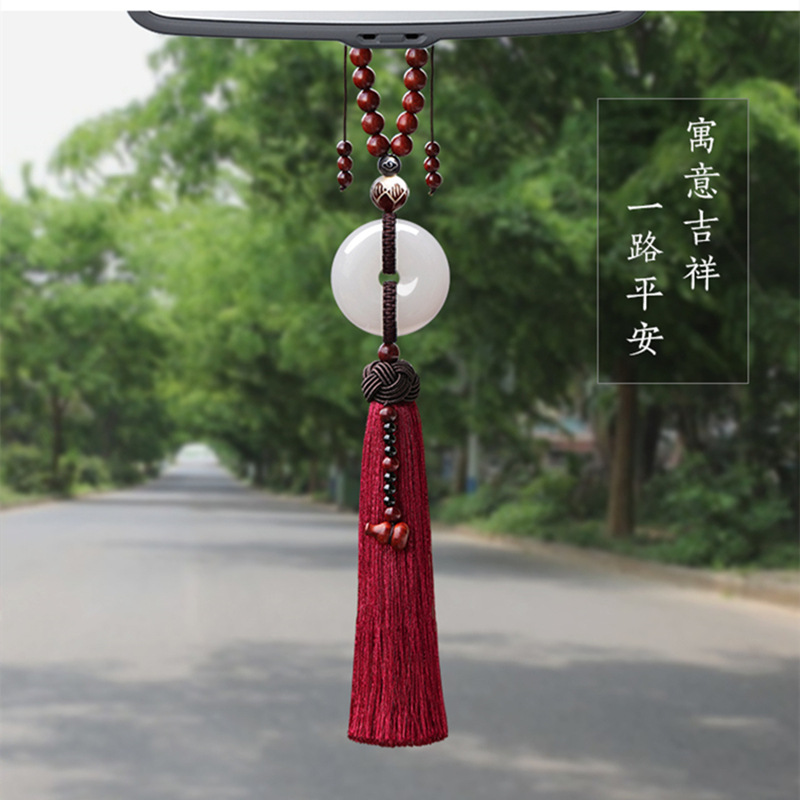 汽车和田白玉挂件车内吊饰创意适用奔驰奥迪男女士出入pa创意车挂