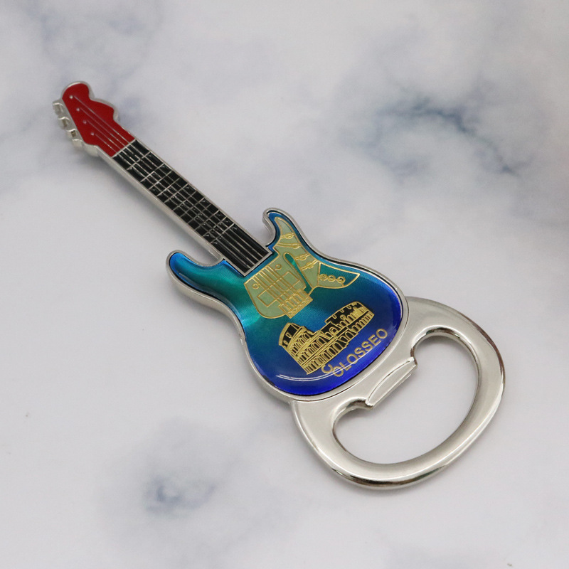 Guitar-Shaped Refridgerator Magnets Wine Opener Creative Refrigerator Decorative Cultural and Creative Travel Commemorative Bottle Opener Keychain Pendant