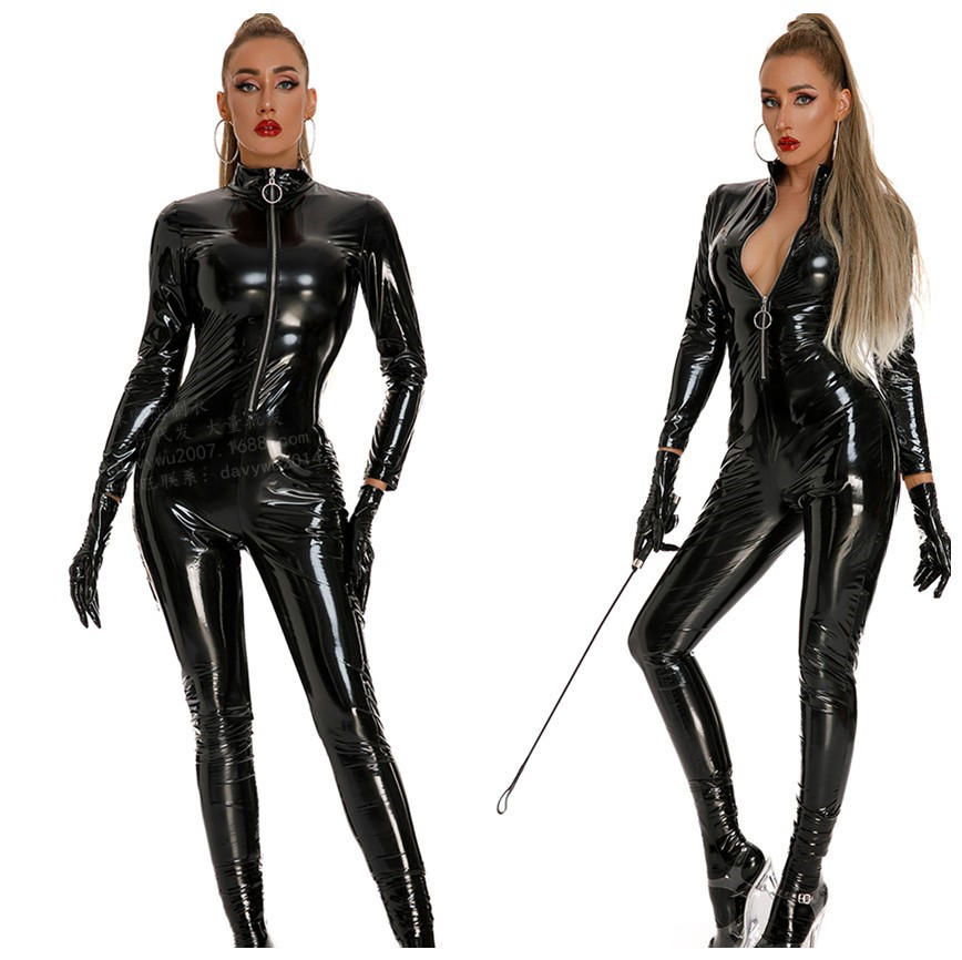 珠密恋 2022新品亮皮情趣内衣漆皮束身紧身镜面pvc连体pu皮衣套装