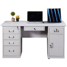 钢制办公电脑桌子1.2米抽屉带锁员工单人1.4办公桌财务铁皮写字台