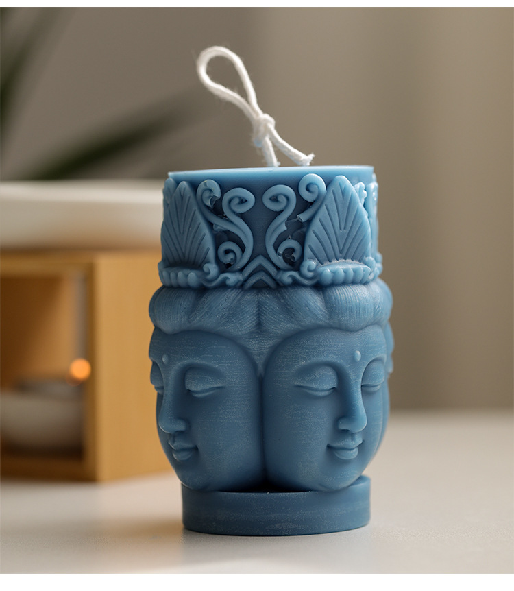 佛像模具观音如来三面佛头中国元素佛造型蜡烛diy硅胶模具亚马逊