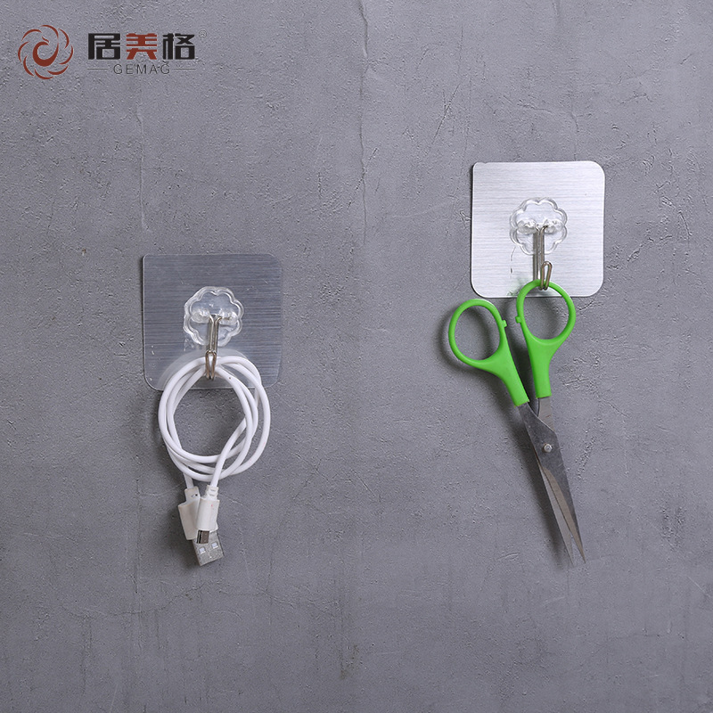Plastic Adhesive Punch-Free Strong Hook Sticky Hook Bedroom Bathroom Glass Door Rear Hook Clothing Wholesale