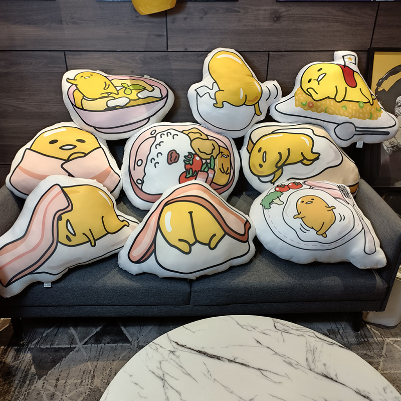 搞笑日本蛋黄君软蛋蛋毛绒玩具抱枕沙发靠枕懒蛋蛋数码印花弹力布