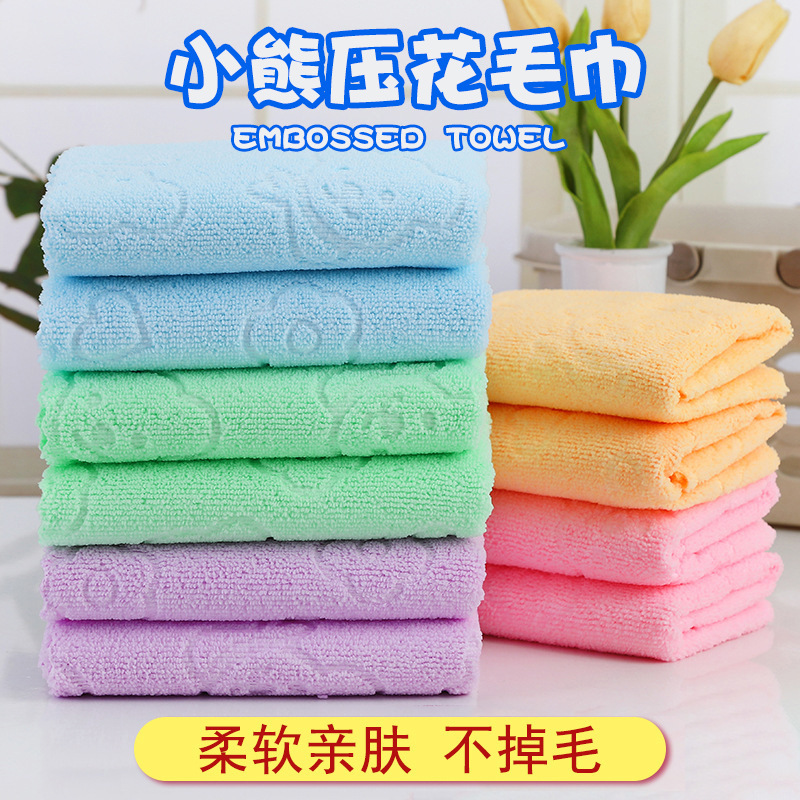 Factory Wholesale Towel Full 35G Colorful Bear Embossed Towel Stall Gift Household Cleaning Colorful Towel
