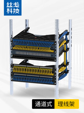 19英寸1U网络机柜弱电箱光纤跳线网线24口48口配线通道式理线架槽