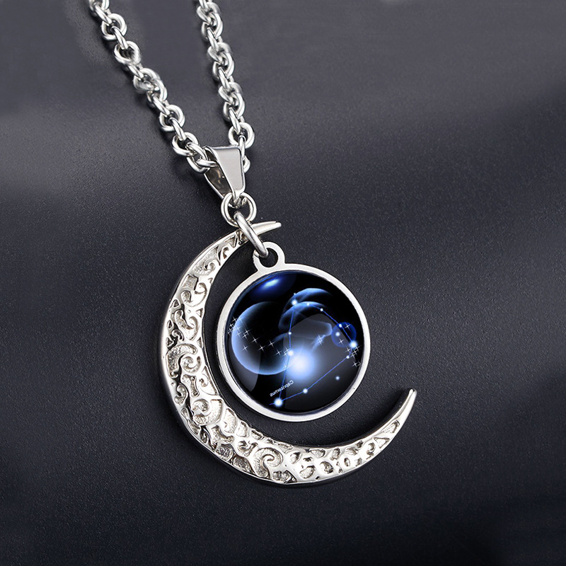 十二星座夜光项链男士个性韩版钛钢吊坠潮人挂件情侣配饰品女首饰