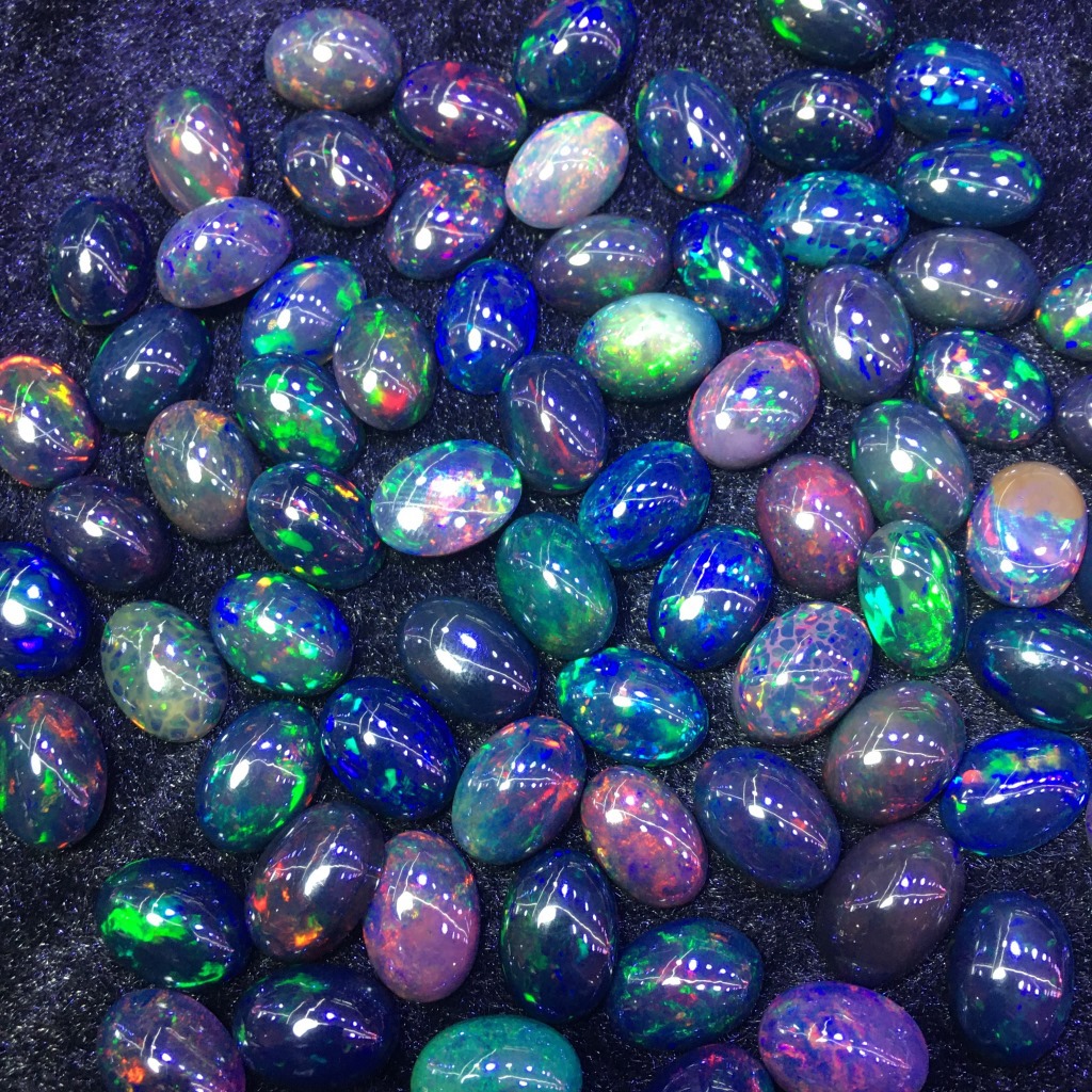 0成交0个厂家直销蛋形平底素面op33欧泊石合成黑澳宝 饰品配件半宝石