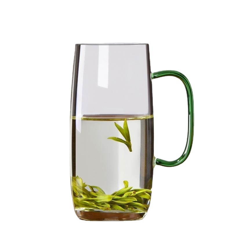 Borosilicate Glass Color Handle Green-Tea Cup Home Tea Brewing Cup Monkey Chief Cup Office Cup Transparent Glass Scented Tea Cup Cup