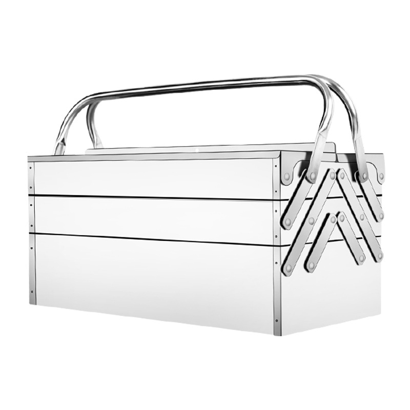 Stainless Steel Toolbox Meike Household Tool Box Car Storage Bag Auto Repair Folding Box Portable Suitcase Large