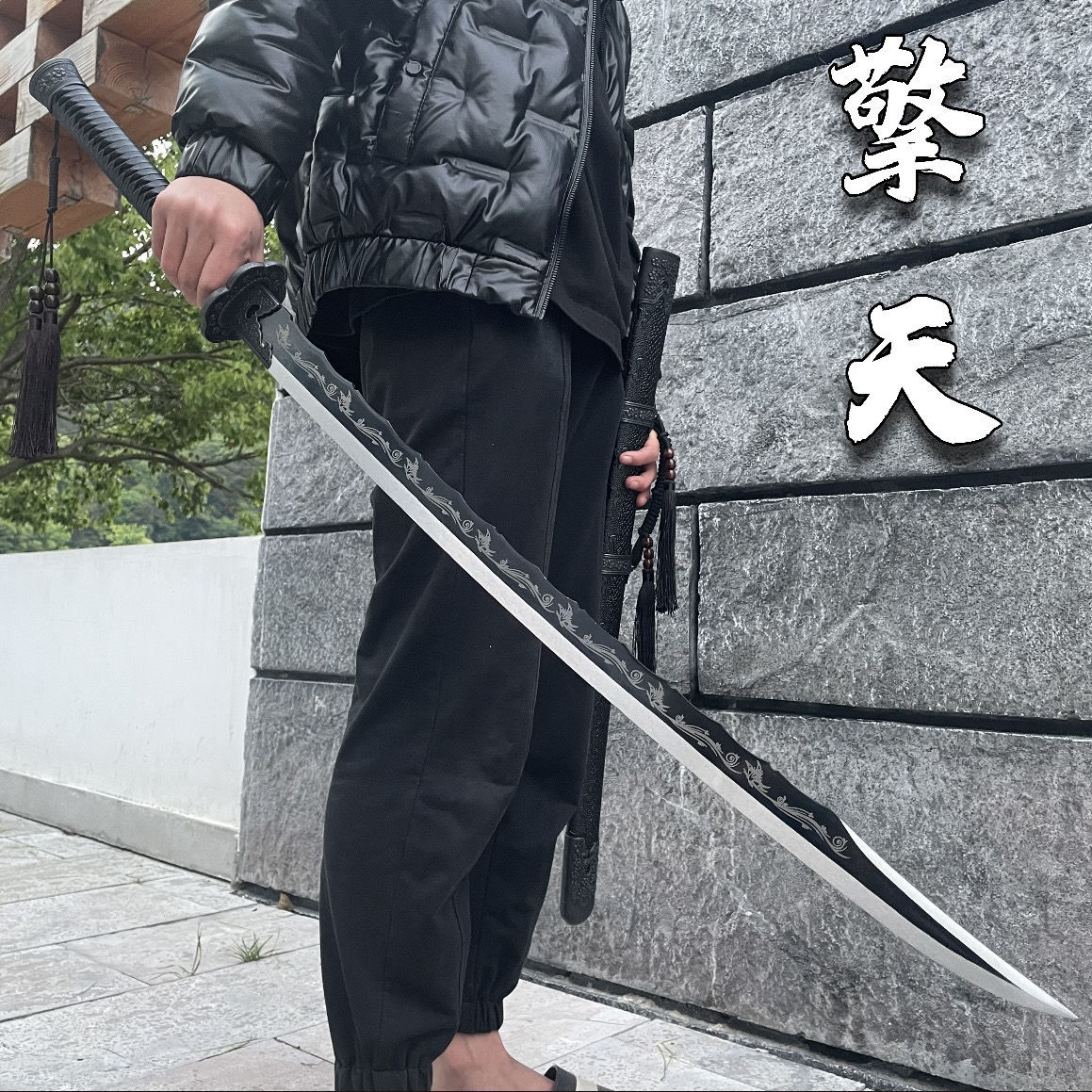 唐横刀绣春刀一体长款刀剑锰钢车载户外镇宅武术防身冷兵器未开刃