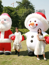 圣诞节网红充气大熊猫卡通人偶服装圣诞老人行走圣诞雪人玩偶衣服