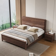 乌金木实木床双人床中式主卧1.8m现代简约收纳储物全实木加粗大床