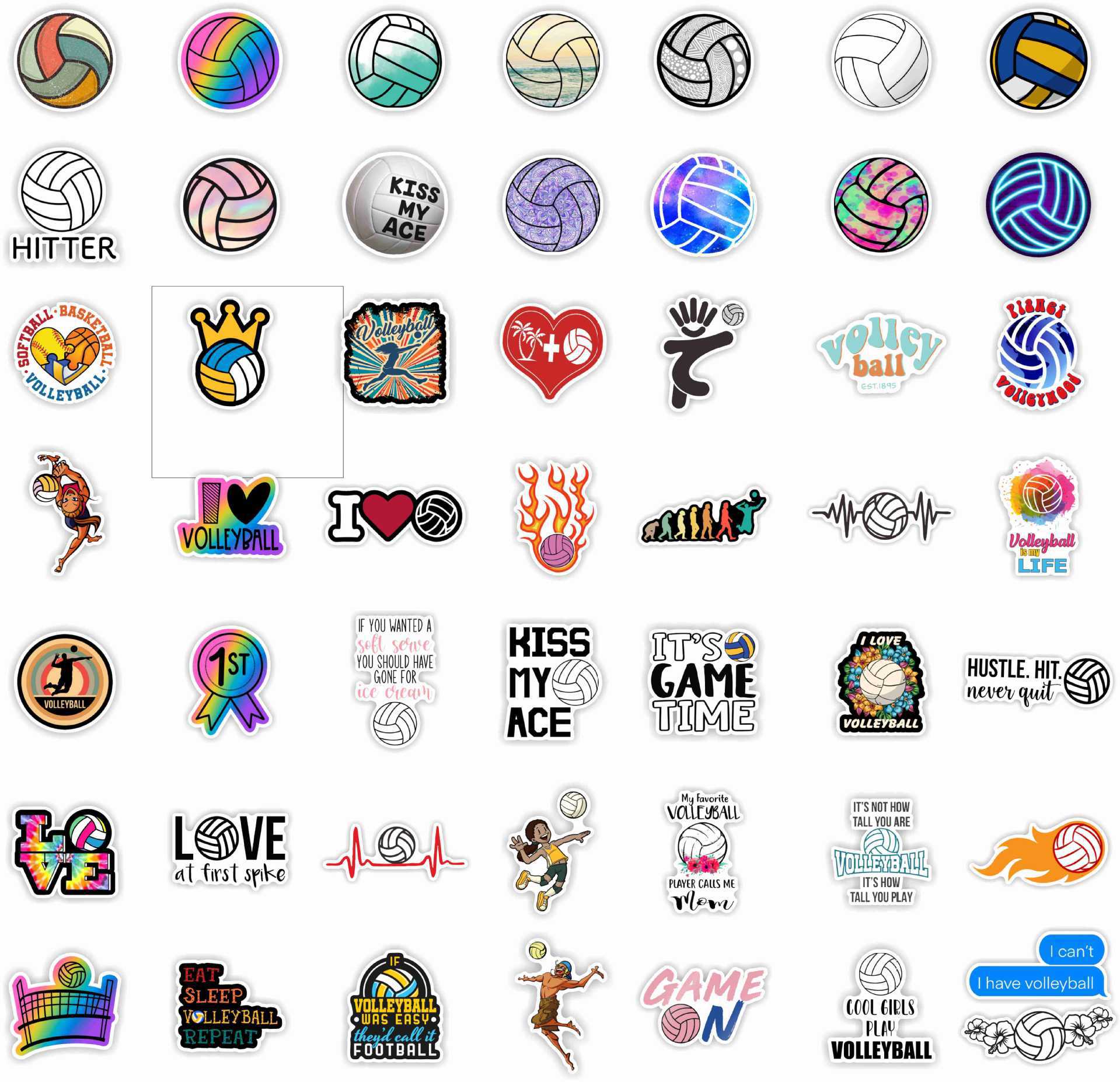 50张卡通排球运动员队徽标志贴纸行李箱手机壳文具汽车sticker