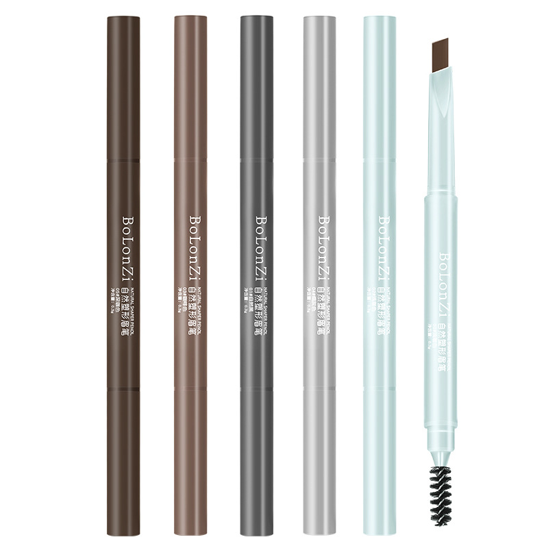 Bolonzi Natural Shaping Double-Headed Eyebrow Pencil Ultra-Fine Triangle Refill Waterproof Sweat-Proof Long Lasting Non Smudge Non-Decolorizing