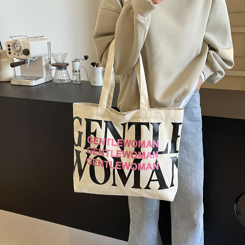 Large Capacity Casual Tote Bag New Fashion Handbag Korean Style Trendy All-Match Letter Printed Underarm Shoulder Bag