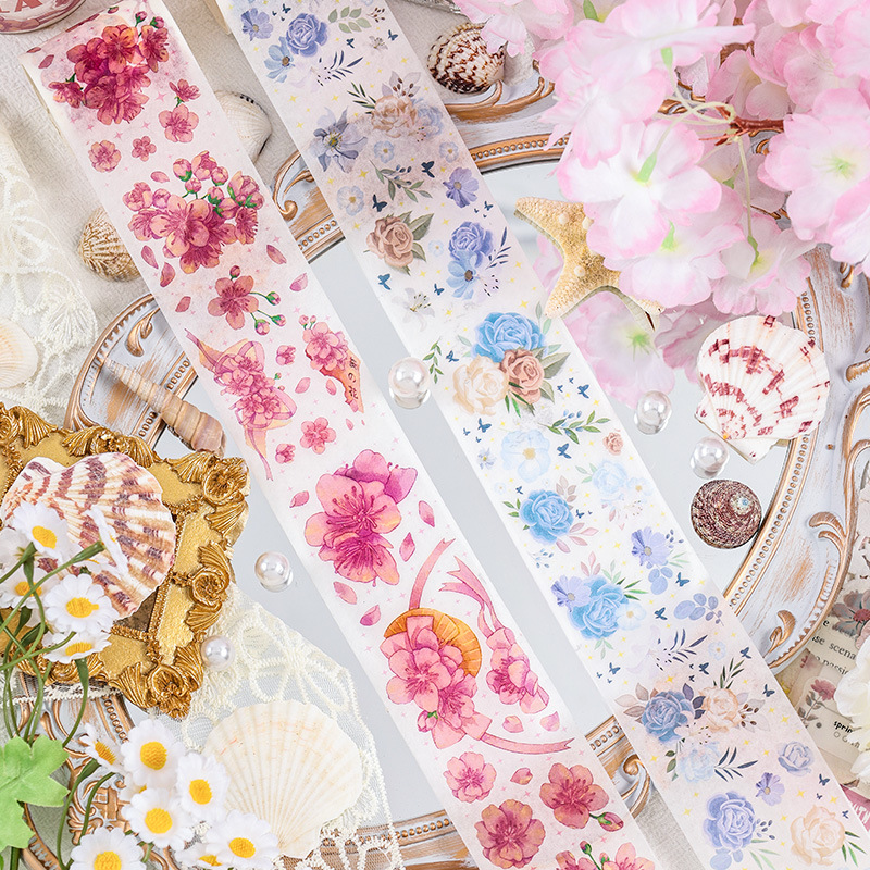 跨境zabc手帐胶带百卉含英系列造景花边手账胶带贴纸diy装饰 6款