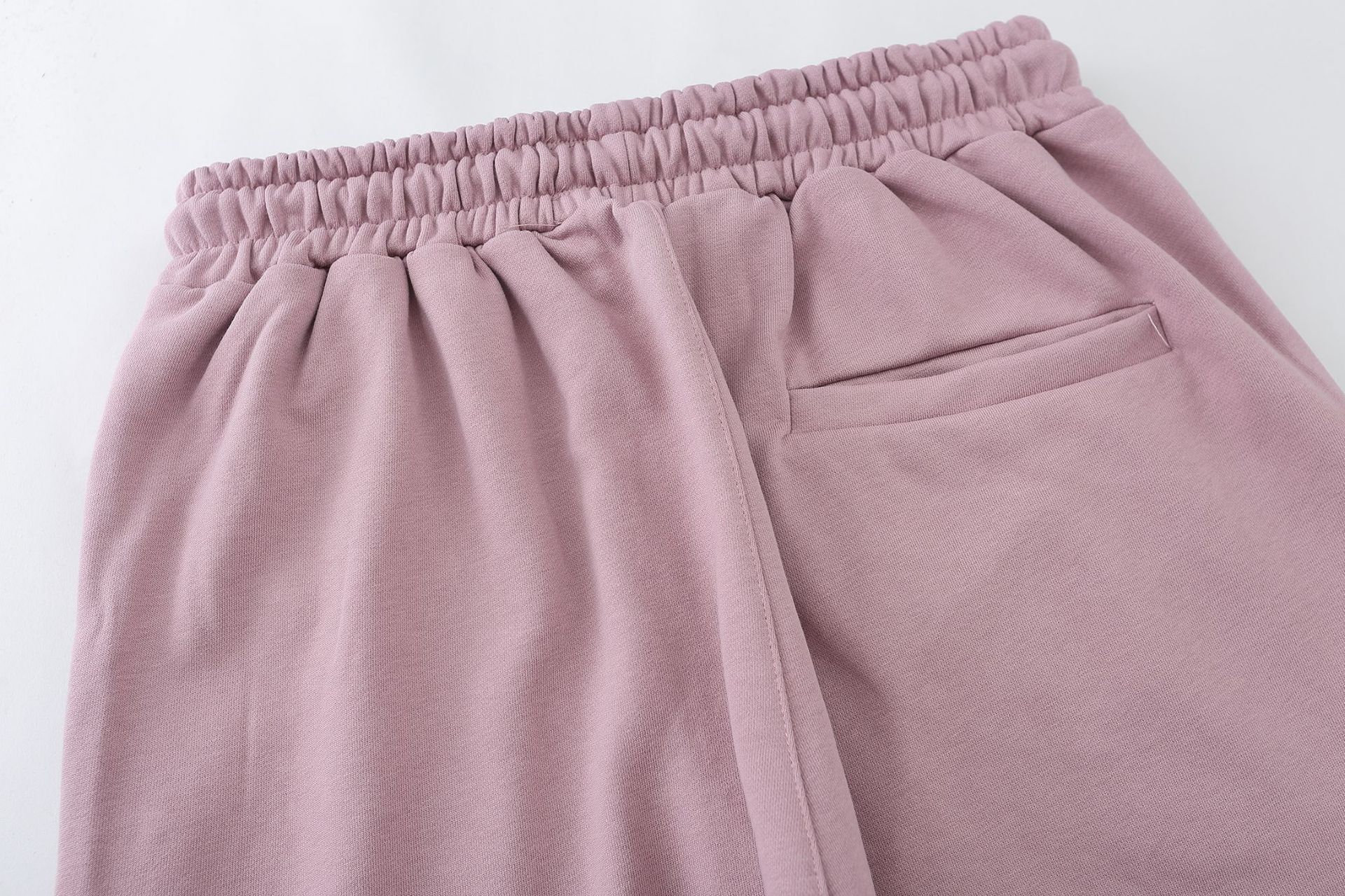 青少年普通微弹字母棉休闲长裤中腰小脚裤毛圈面料长裤子