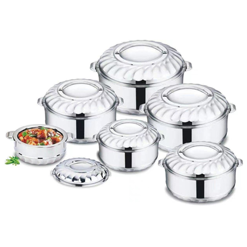 Stainless Steel All-Steel Orchid Pot Diamond Fresh-Keeping Pot Double-Layer 4-Piece Set 6-Piece Set Thickened Set Large Capacity Fresh-Keeping Box