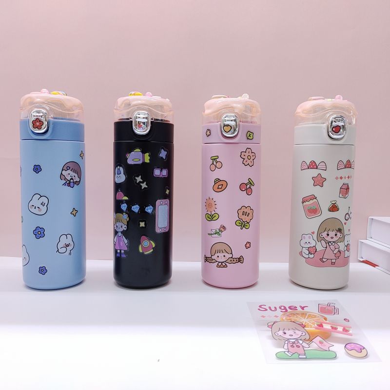 Factory Direct Sales Cross-Border 304 Stainless Steel Cup Body Pattern Random Stickers DIY Donut Thermos Cup