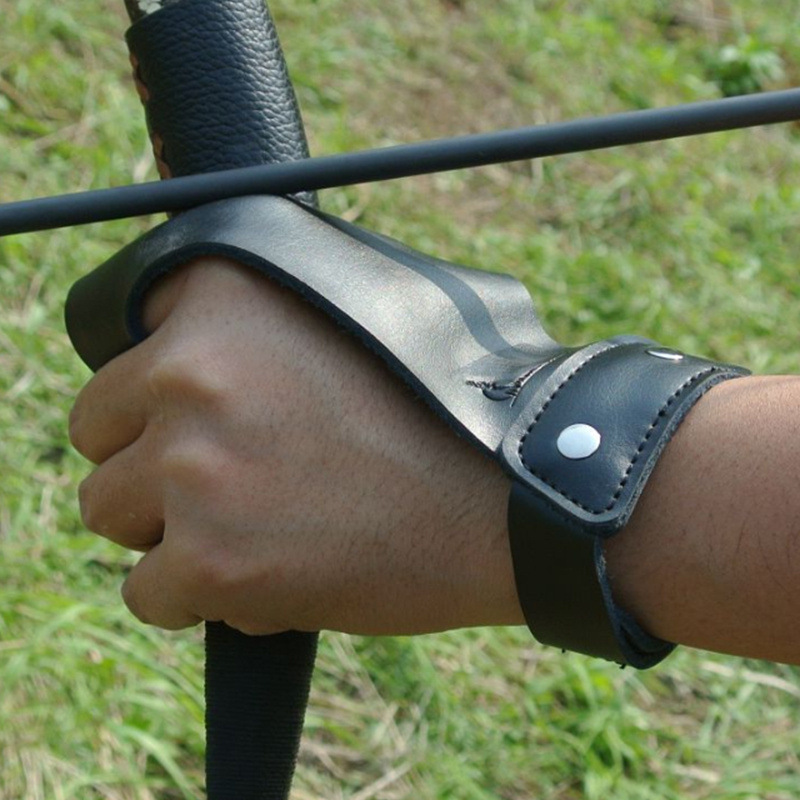 牛皮拇指食指保护套 弓箭狩猎射击护手套 反曲传统射箭护臂皮套