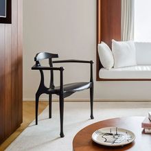 中古实木进口西班牙设计师原木带扶手餐椅白蜡木靠背椅家用休闲椅
