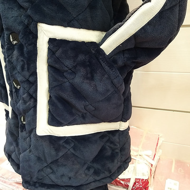 正品 秋冬高档情侣款三层加厚糯米绒夹棉家居服套装320828 310828