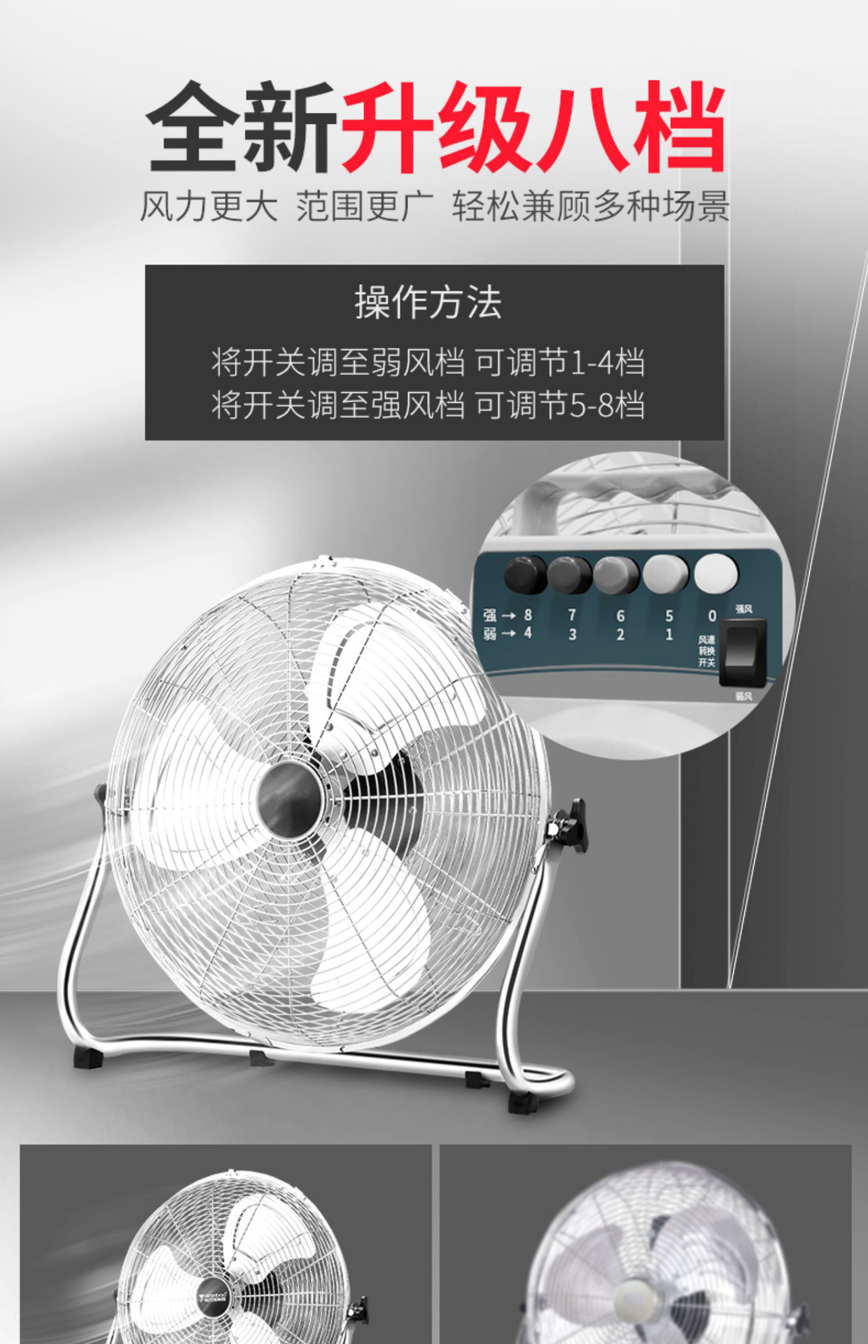 今博趴地扇工业大风扇大风力商用落地大功率落地扇家用电风扇新款
