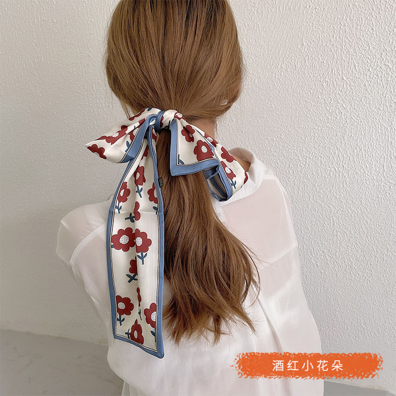 French Scarf Hair Band Female Hair Tie Ponytail Mori Style Go out Bow Headdress Winter Ribbon Hair Accessories Ribbon Headband