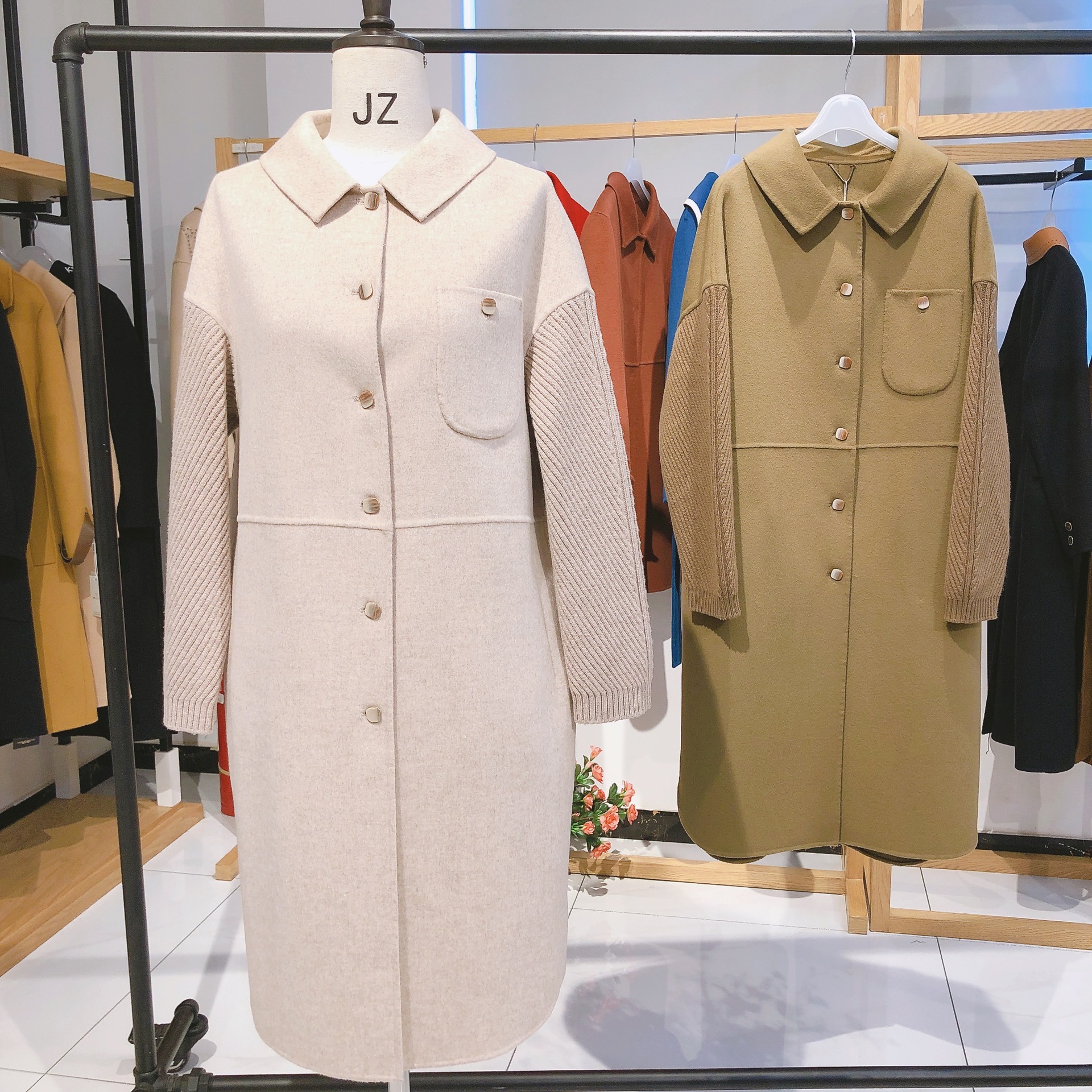 零库存合作押款代销品牌菁姿秋冬双面羊毛羊绒大衣批发走份直播