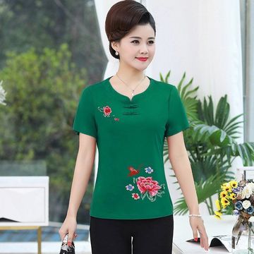 中老年时尚新款妈妈装夏装短袖t恤40岁50女装夏洋气百搭上衣小衫