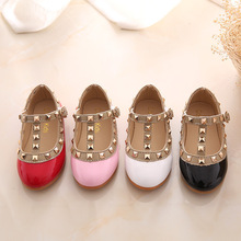 2024 New Girls Sandals Rivets Single Shoes Kids Leather Shoe