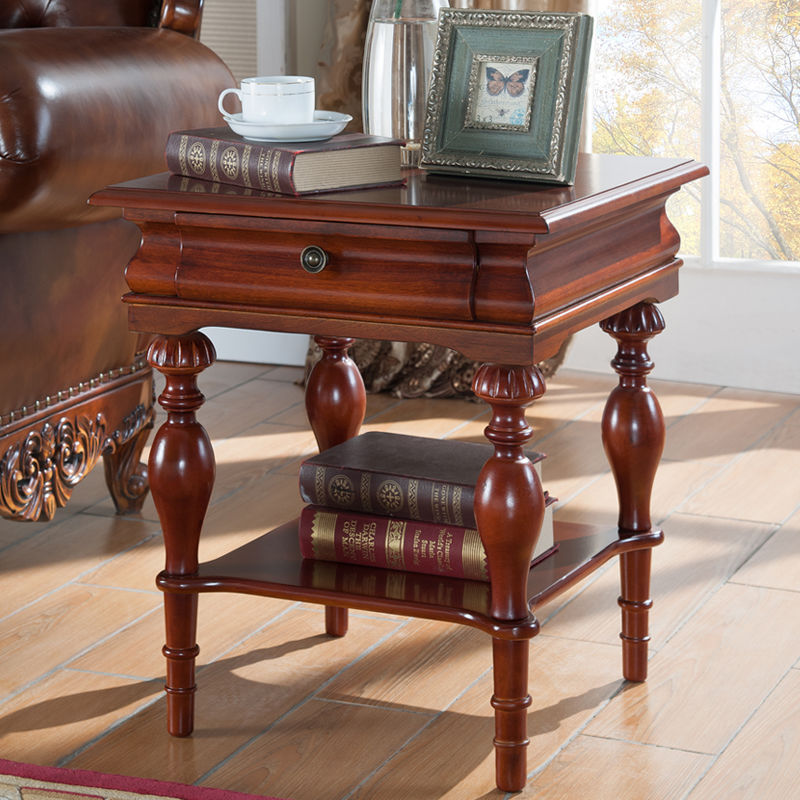 美式实木沙发边几欧式茶几角几床头桌小方桌客厅边桌沙发柜边柜