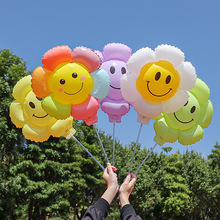 春季幼儿园运动会笑脸雏菊气球充气棒加油助威棒学校春游氛围道具