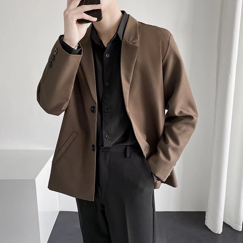 休闲西装男外套2022春秋季新款商务高级感修身单西韩版男士小西服