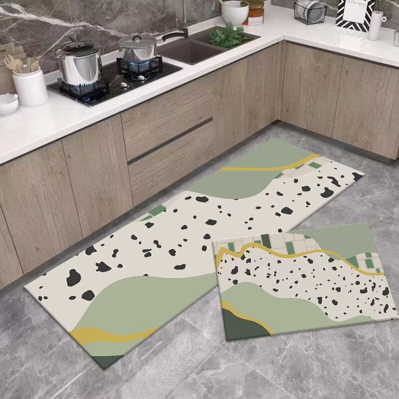 Diatom Ooze Printed Soft Mat Kitchen Two-Piece Set Floor Mat Household Foot Mat Absorbent Oil-Absorbing Non-Slip Mat Set Carpet
