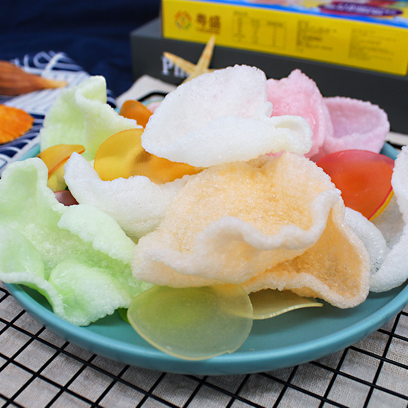 彩色虾片500g原色虾片自炸油炸虾片原料怀旧薯片零食膨化食品批发