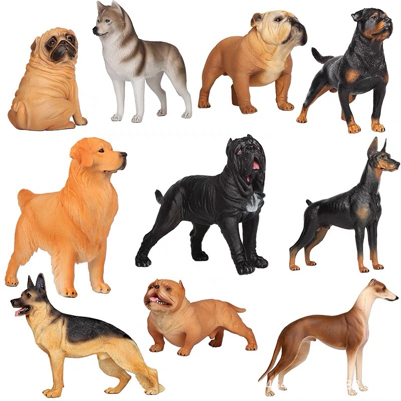 实心动物模型仿真斗牛犬杜宾犬牧羊犬恶霸犬灵缇犬儿童玩具狗模型