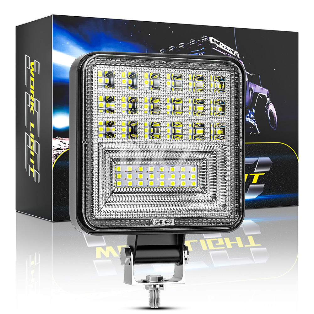 DXZ汽车LED工作灯4英寸大视野方形42LED越野车顶灯工程叉车灯射灯