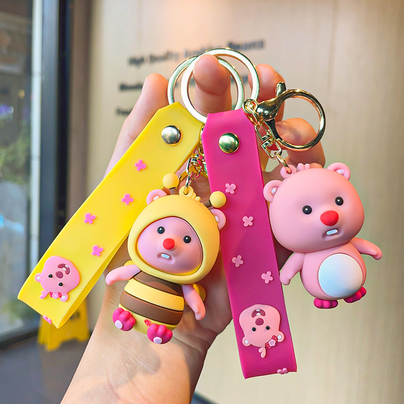 Cartoon Crossdressing Beaver Keychain Cute Doll Exquisite Pendant Female Car Bag Key Chain Exquisite Ornaments Wholesale