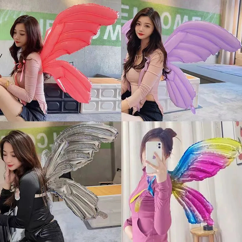 Internet Celebrity Back-Mounted Butterfly Wings Balloon Wholesale Mixed Batch Children Inflatable Butterfly Angel Wings Stall Wholesale