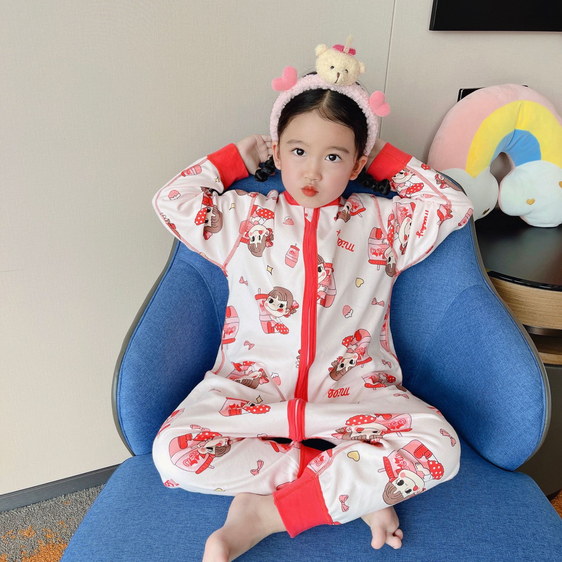 23 Four Seasons Baby Children Seamless Long Sleeve Sleeping Bag Jumpsuit Anti-Kick Quilt Air Conditioning Clothes Romper Baby Clothes