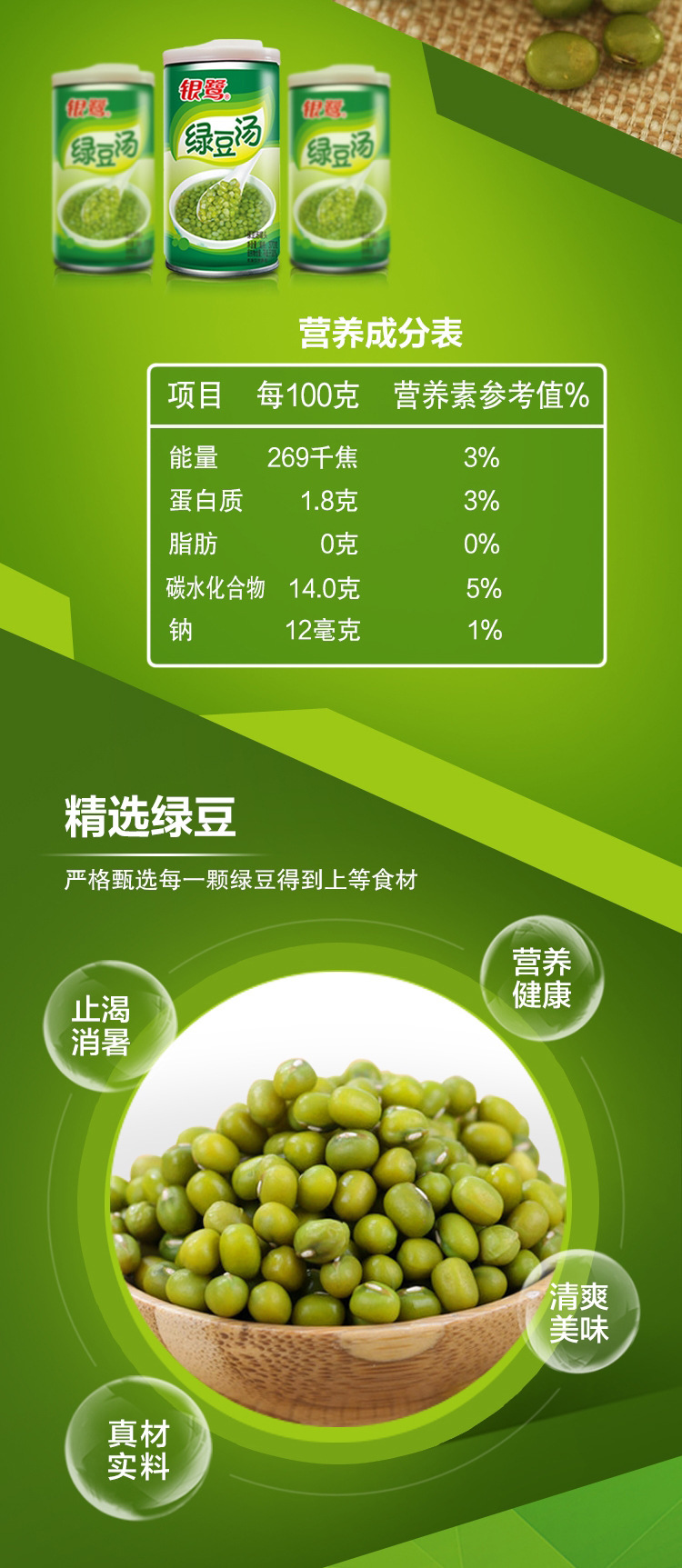 银鹭绿豆汤整箱370g*12罐装 即食绿豆粥速食罐头夏季消暑解渴饮料