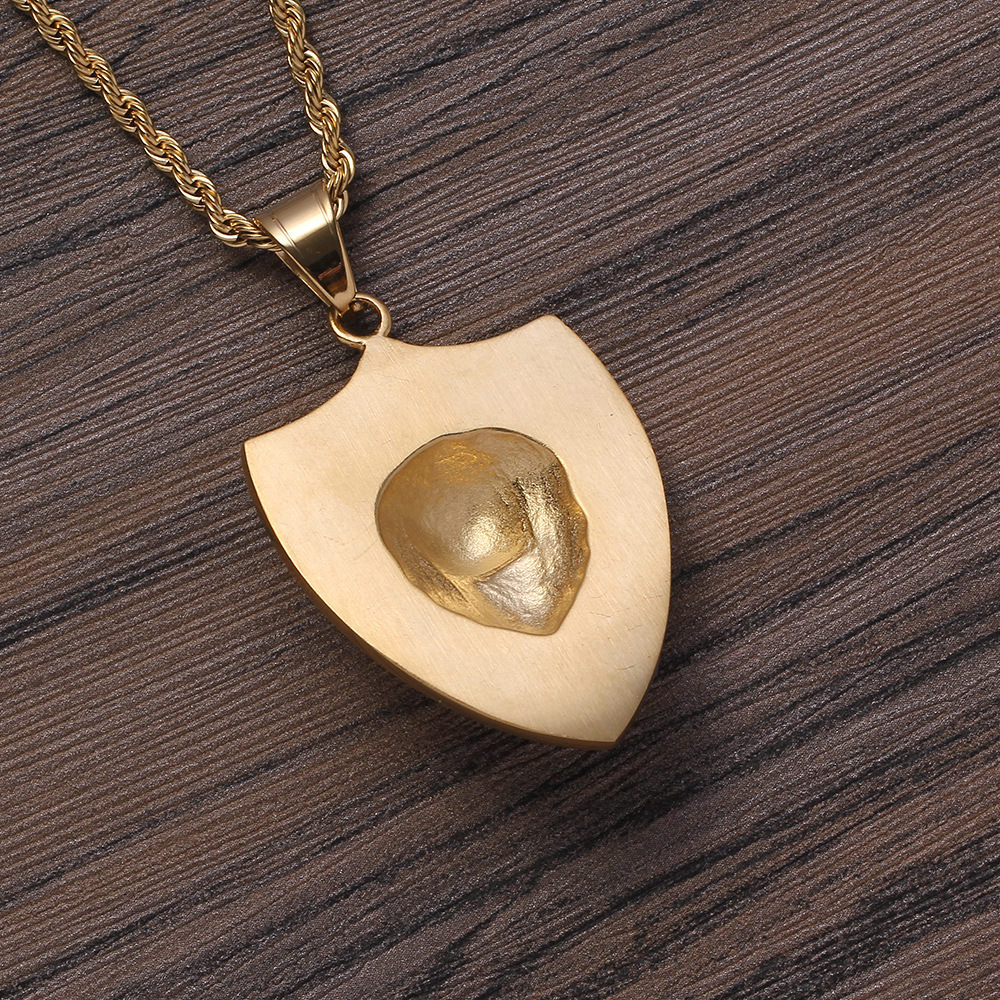 不锈钢材质动物头像图像吊坠嘻哈饰品项链ins