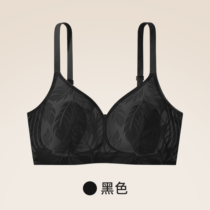 Spring and Summer New Lightweight Mesh Heightened Side Ratio Jelly Soft Support Rabbit Mug Underwear Big Chest Small Bra Female