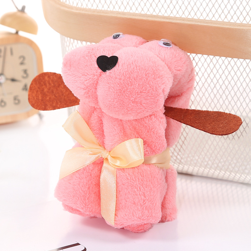 Creative New Puppy Towel Soft Absorbent Coral Fleece Towel Wedding Gift Hand Gift Towel Factory Wholesale