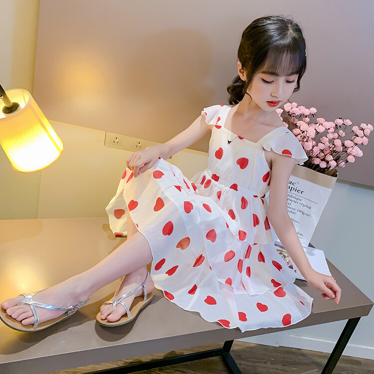 女大童夏装沙滩裙女童连衣裙2022夏装洋气中大童韩版短袖女孩薄款