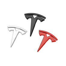 适用Tesla特斯拉logo金属车贴 改装车身贴标侧标3D个性创意车尾标